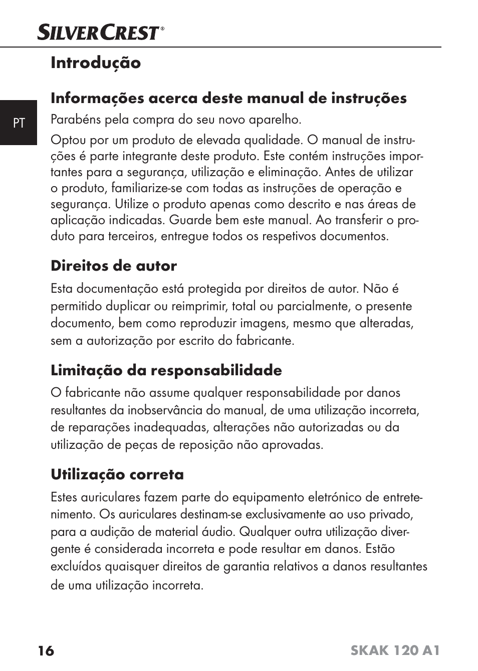 Introdução | Silvercrest SKAK 120 A1 User Manual | Page 19 / 59