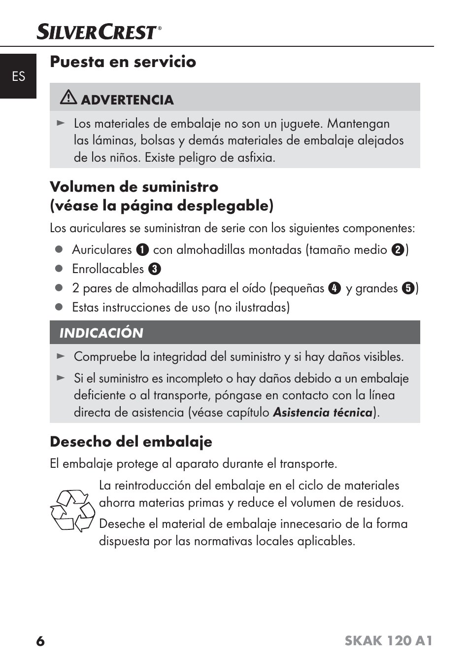 Puesta en servicio | Silvercrest SKAK 120 A1 User Manual | Page 9 / 59