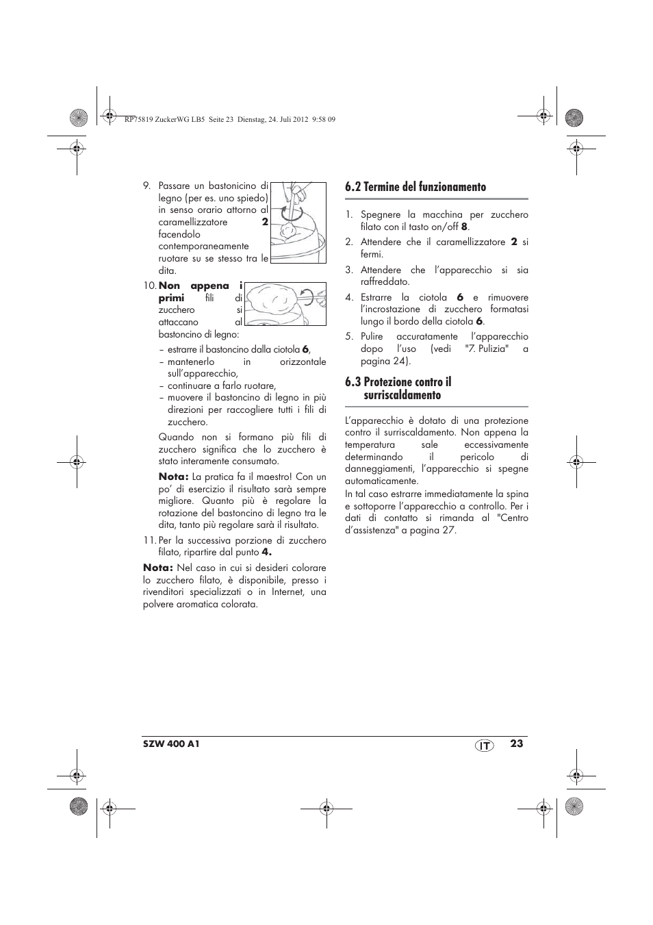 2 termine del funzionamento, 3 protezione contro il surriscaldamento | Silvercrest SZW 400 A1 User Manual | Page 25 / 66