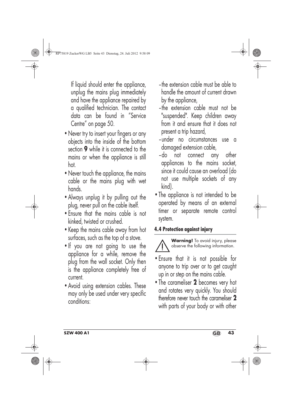 Silvercrest SZW 400 A1 User Manual | Page 45 / 66