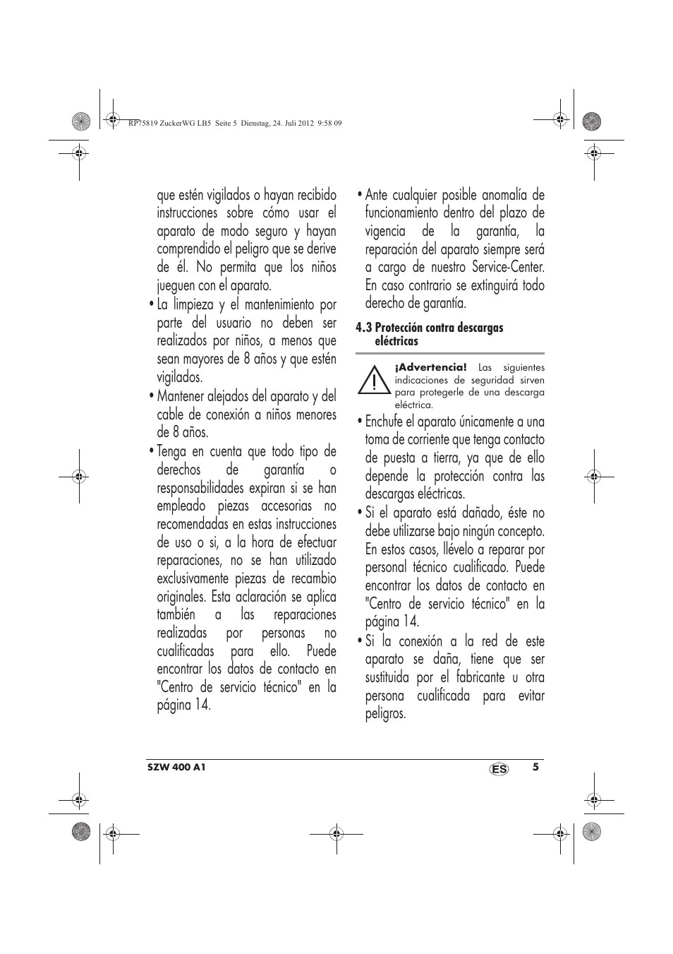 Silvercrest SZW 400 A1 User Manual | Page 7 / 66