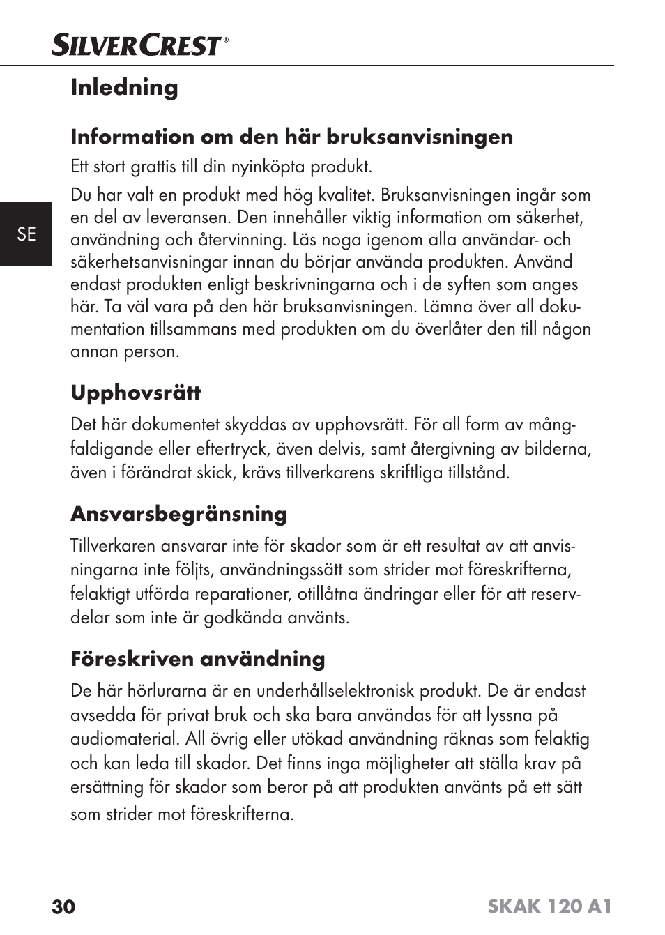 Inledning | Silvercrest SKAK 120 A1 User Manual | Page 33 / 101