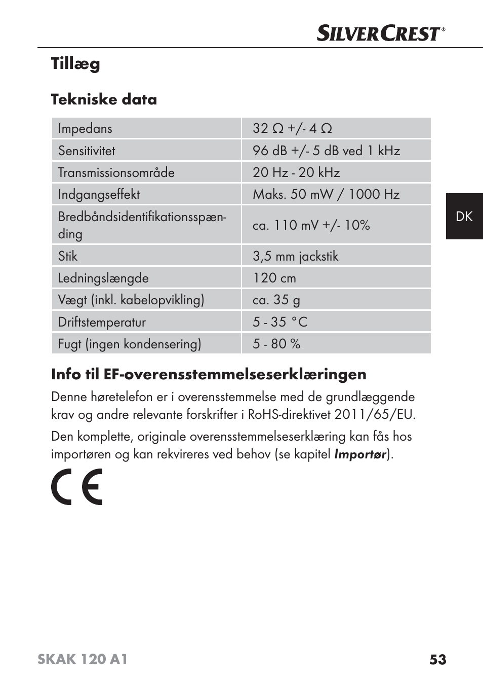 Tillæg | Silvercrest SKAK 120 A1 User Manual | Page 56 / 101