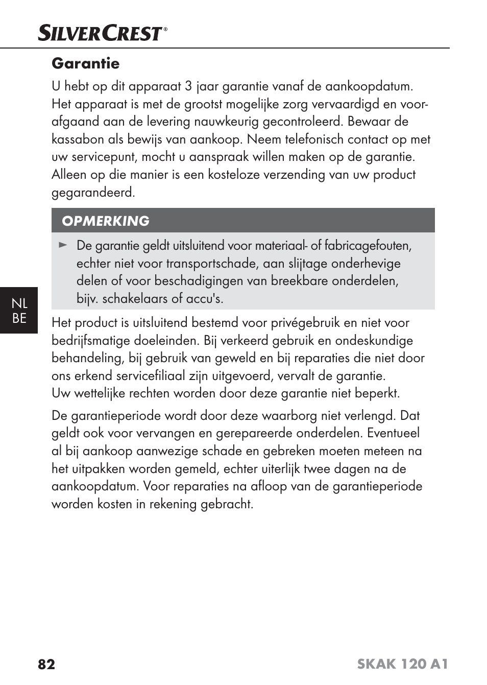 Garantie | Silvercrest SKAK 120 A1 User Manual | Page 85 / 101