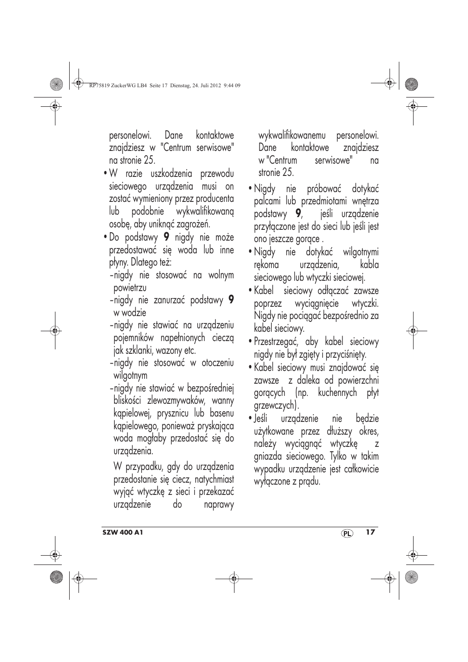 Silvercrest SZW 400 A1 User Manual | Page 19 / 86