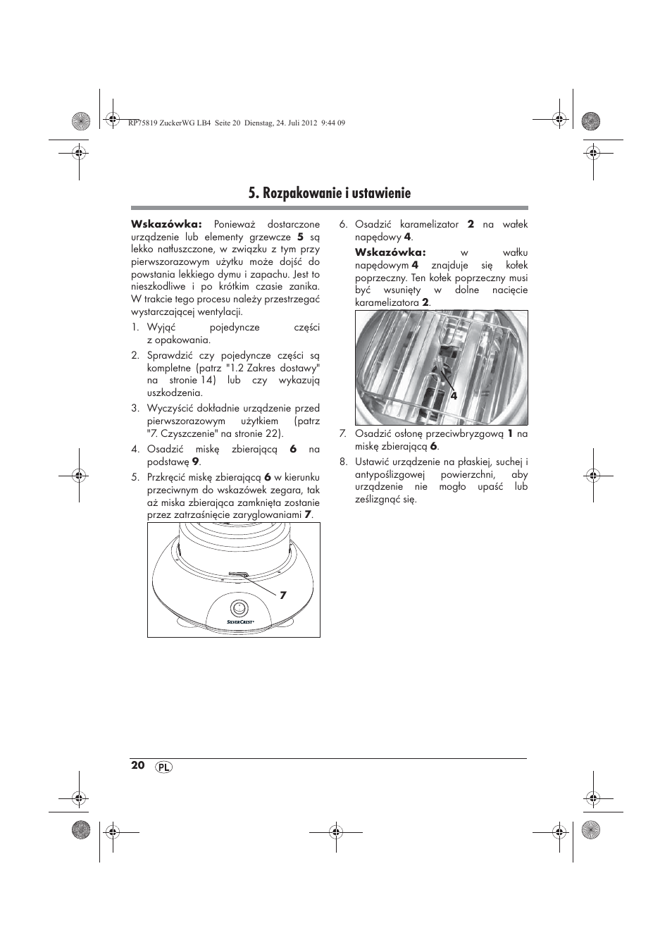 Rozpakowanie i ustawienie | Silvercrest SZW 400 A1 User Manual | Page 22 / 86