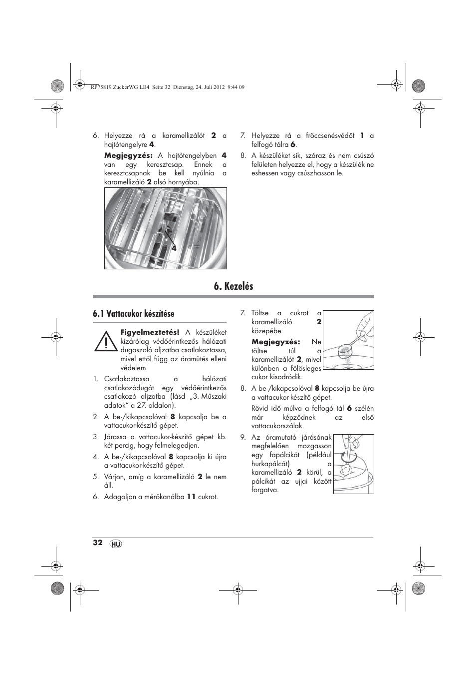 Kezelés, 1 vattacukor készítése | Silvercrest SZW 400 A1 User Manual | Page 34 / 86