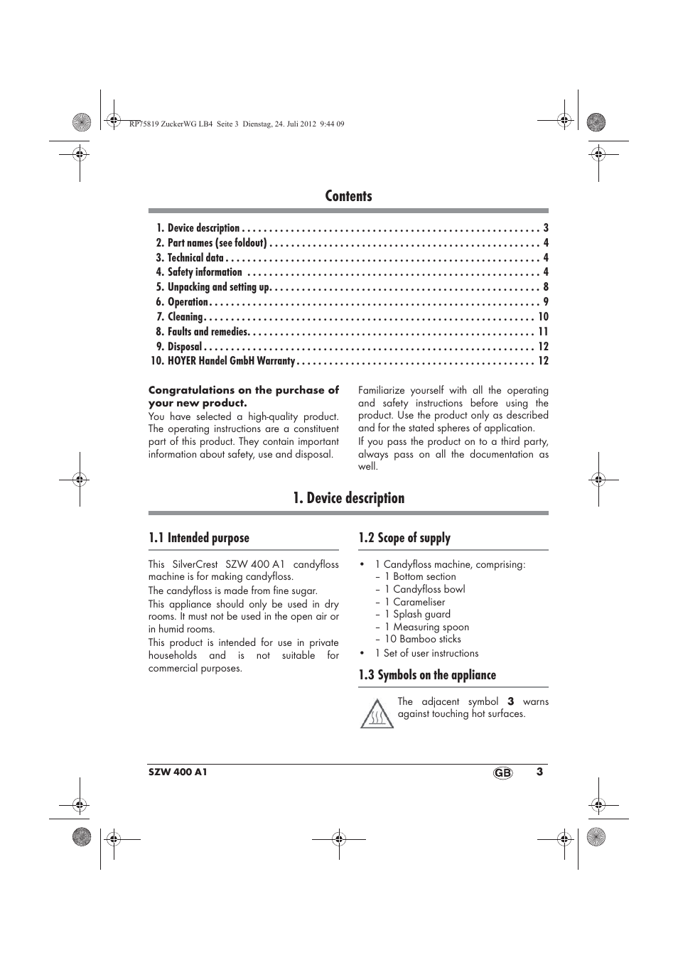 Silvercrest SZW 400 A1 User Manual | Page 5 / 86