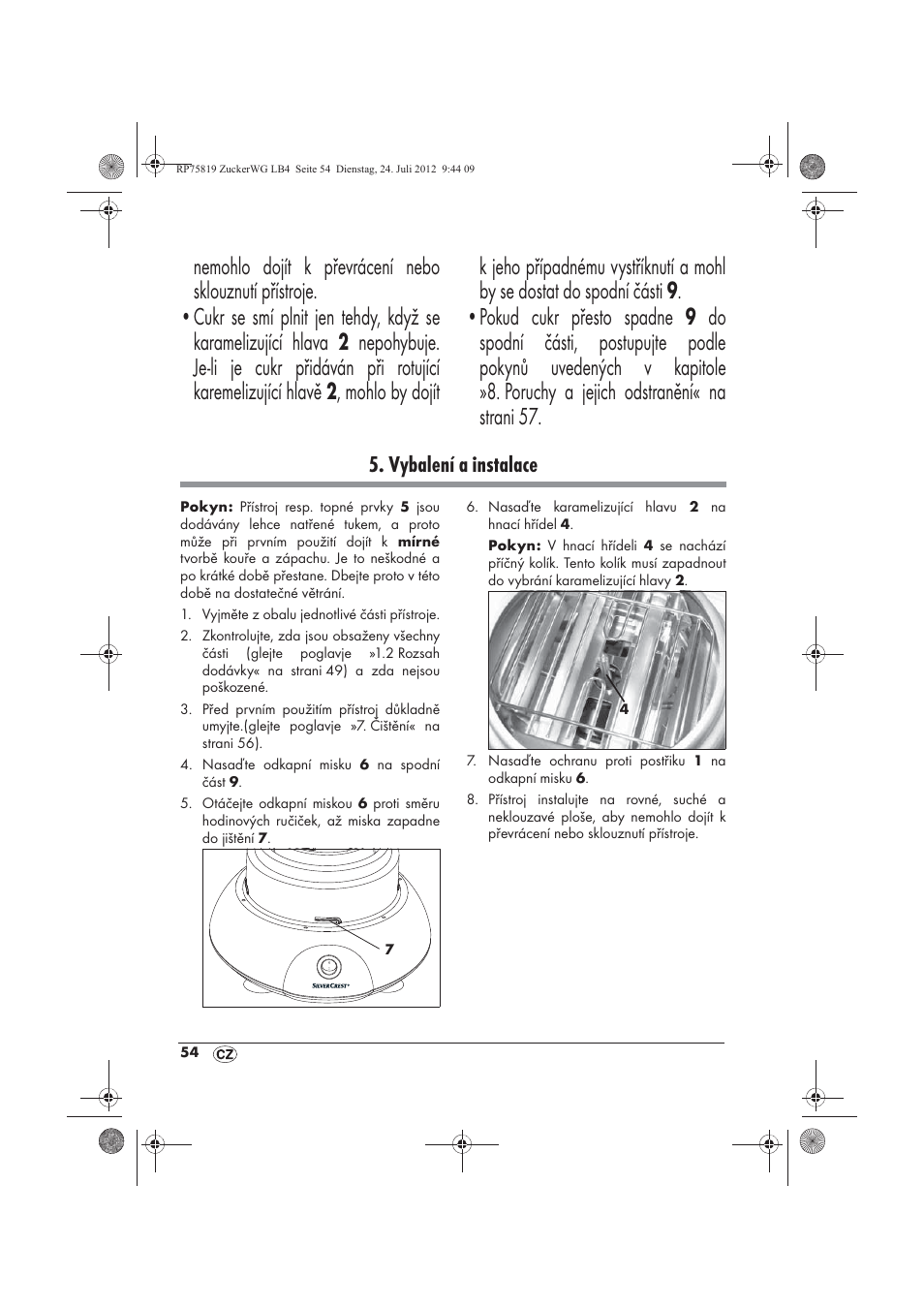 Vybalení a instalace | Silvercrest SZW 400 A1 User Manual | Page 56 / 86