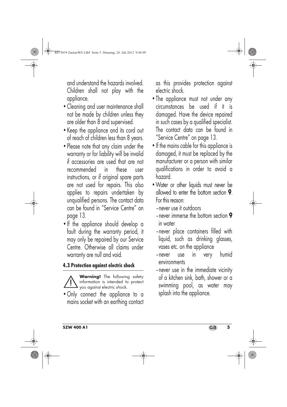 Silvercrest SZW 400 A1 User Manual | Page 7 / 86