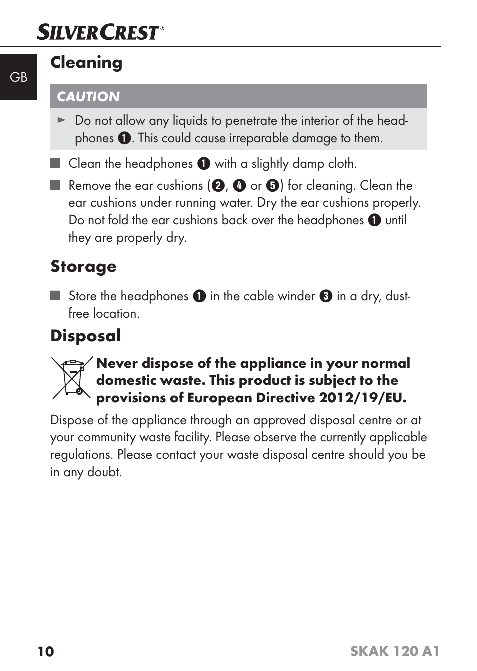 Cleaning, Storage, Disposal | Silvercrest SKAK 120 A1 User Manual | Page 13 / 73