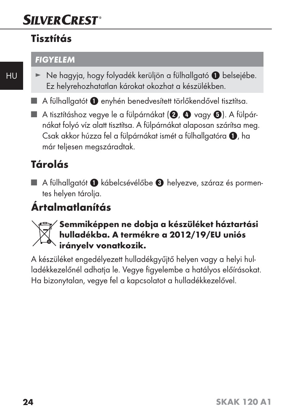 Tisztítás, Tárolás, Ártalmatlanítás | Silvercrest SKAK 120 A1 User Manual | Page 27 / 73