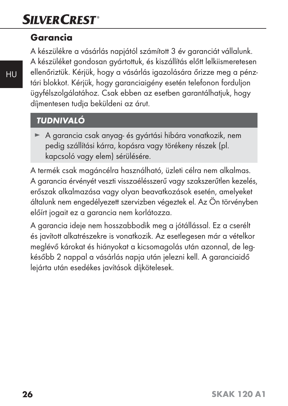 Garancia | Silvercrest SKAK 120 A1 User Manual | Page 29 / 73