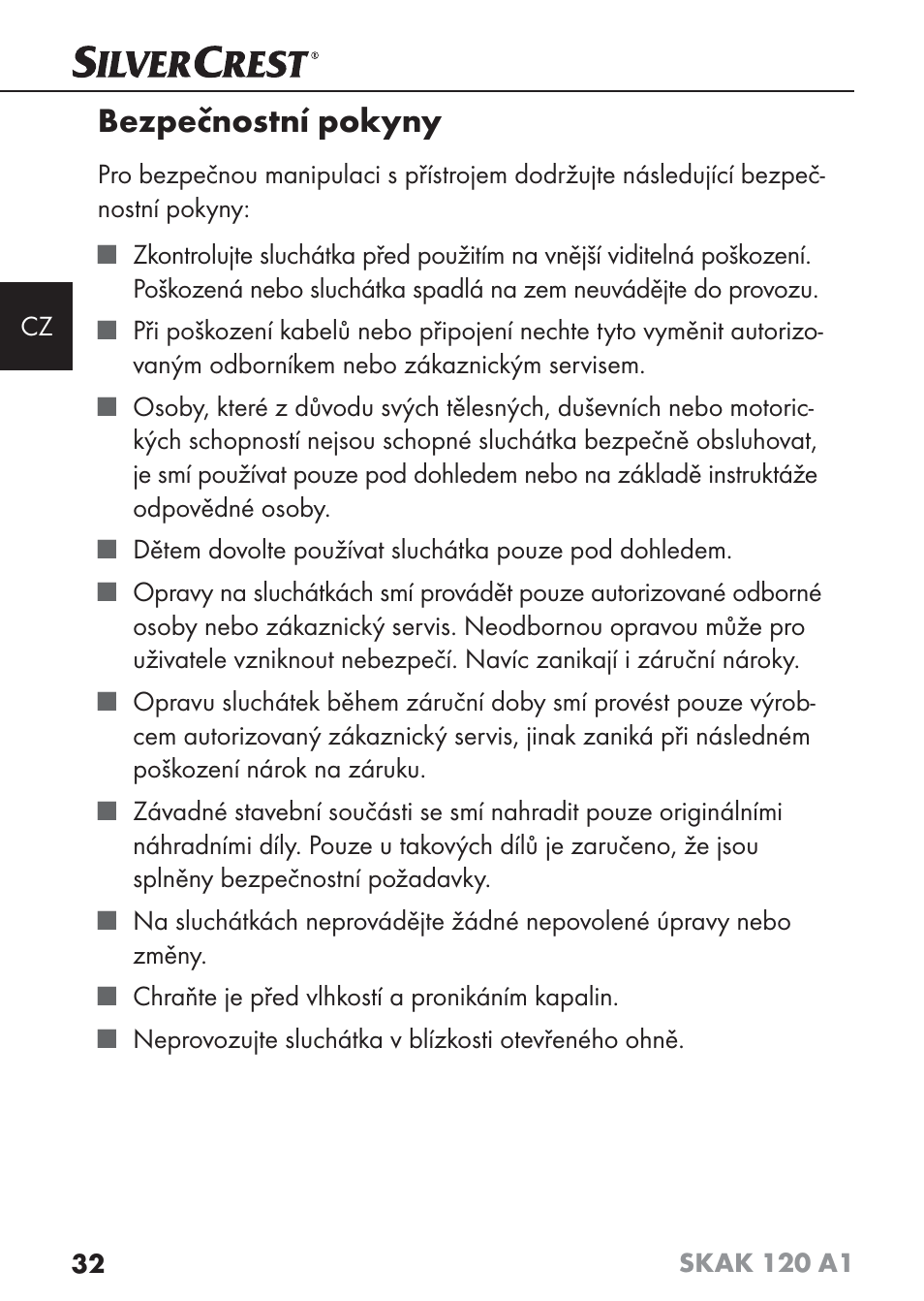 Bezpečnostní pokyny | Silvercrest SKAK 120 A1 User Manual | Page 35 / 73