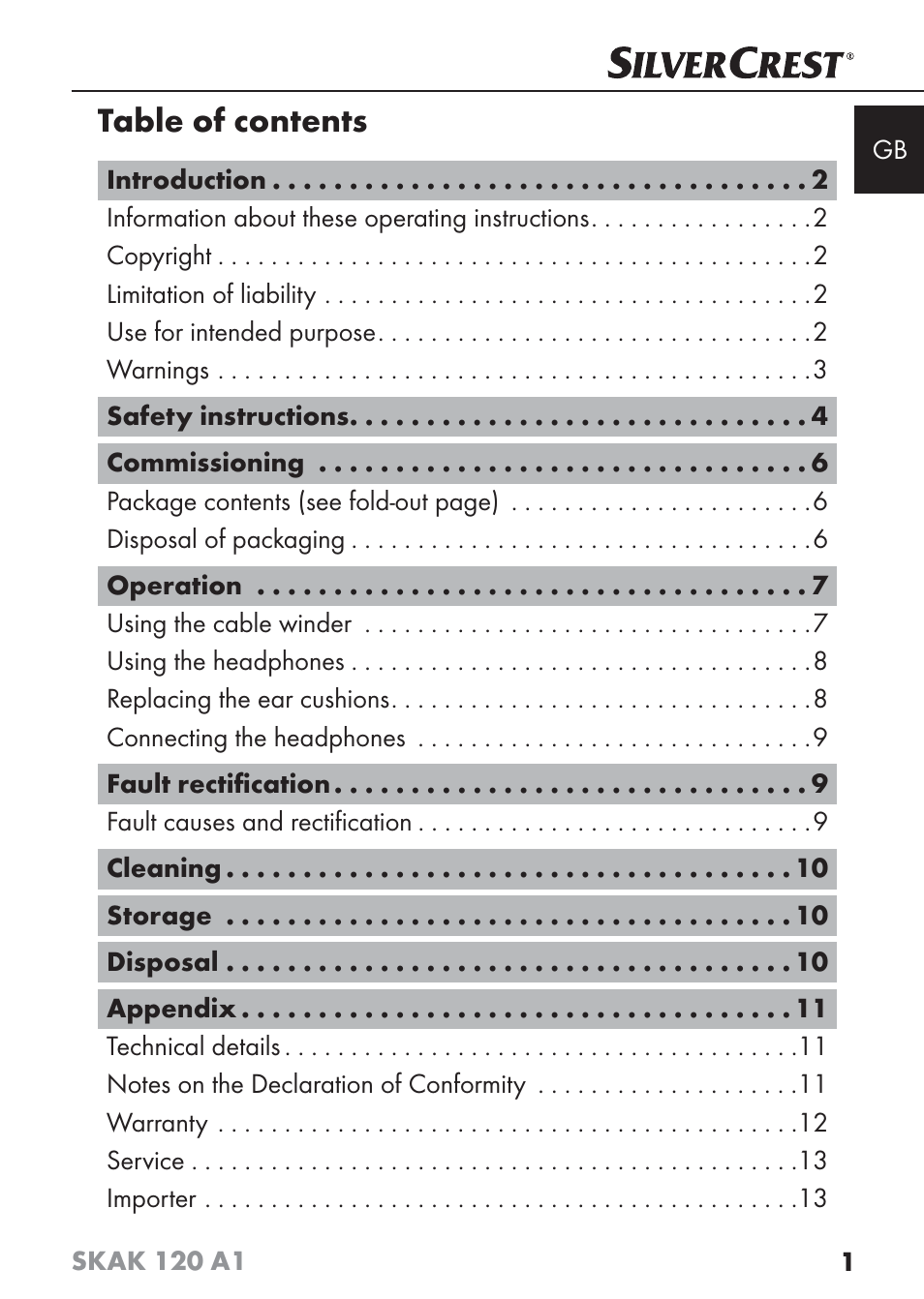 Silvercrest SKAK 120 A1 User Manual | Page 4 / 73