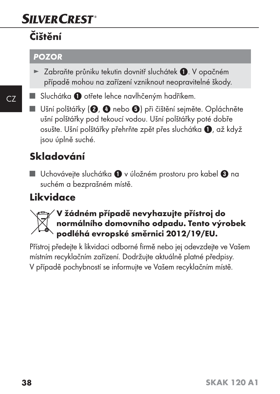 Čištění, Skladování, Likvidace | Silvercrest SKAK 120 A1 User Manual | Page 41 / 73