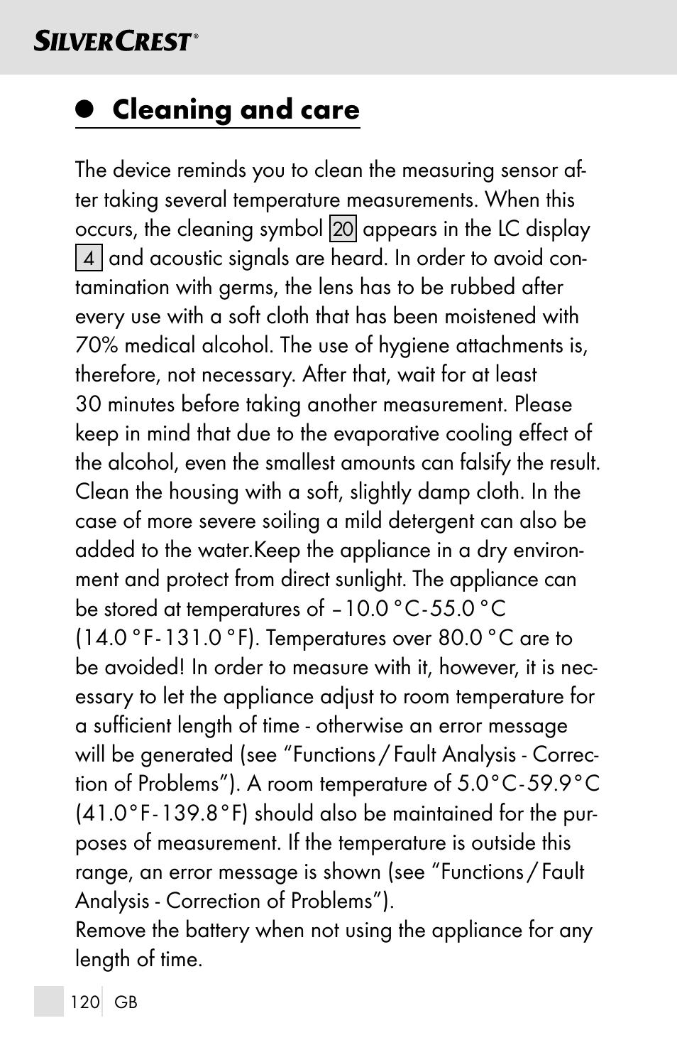 Cleaning and care | Silvercrest SSOT 6 B2 User Manual | Page 120 / 125