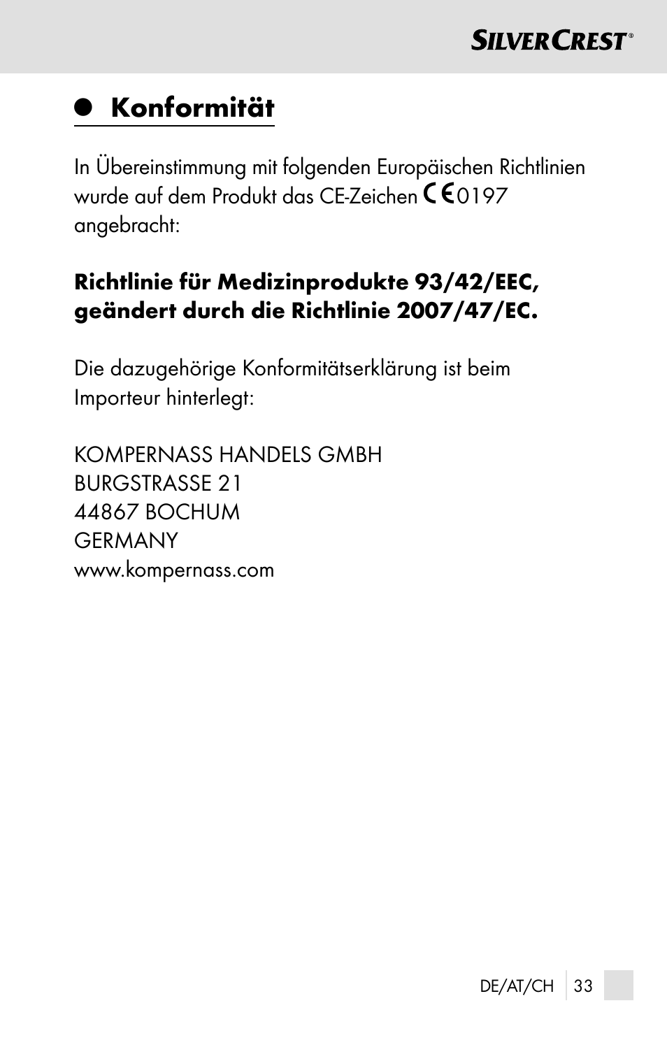 Konformität | Silvercrest SSOT 6 B2 User Manual | Page 33 / 125