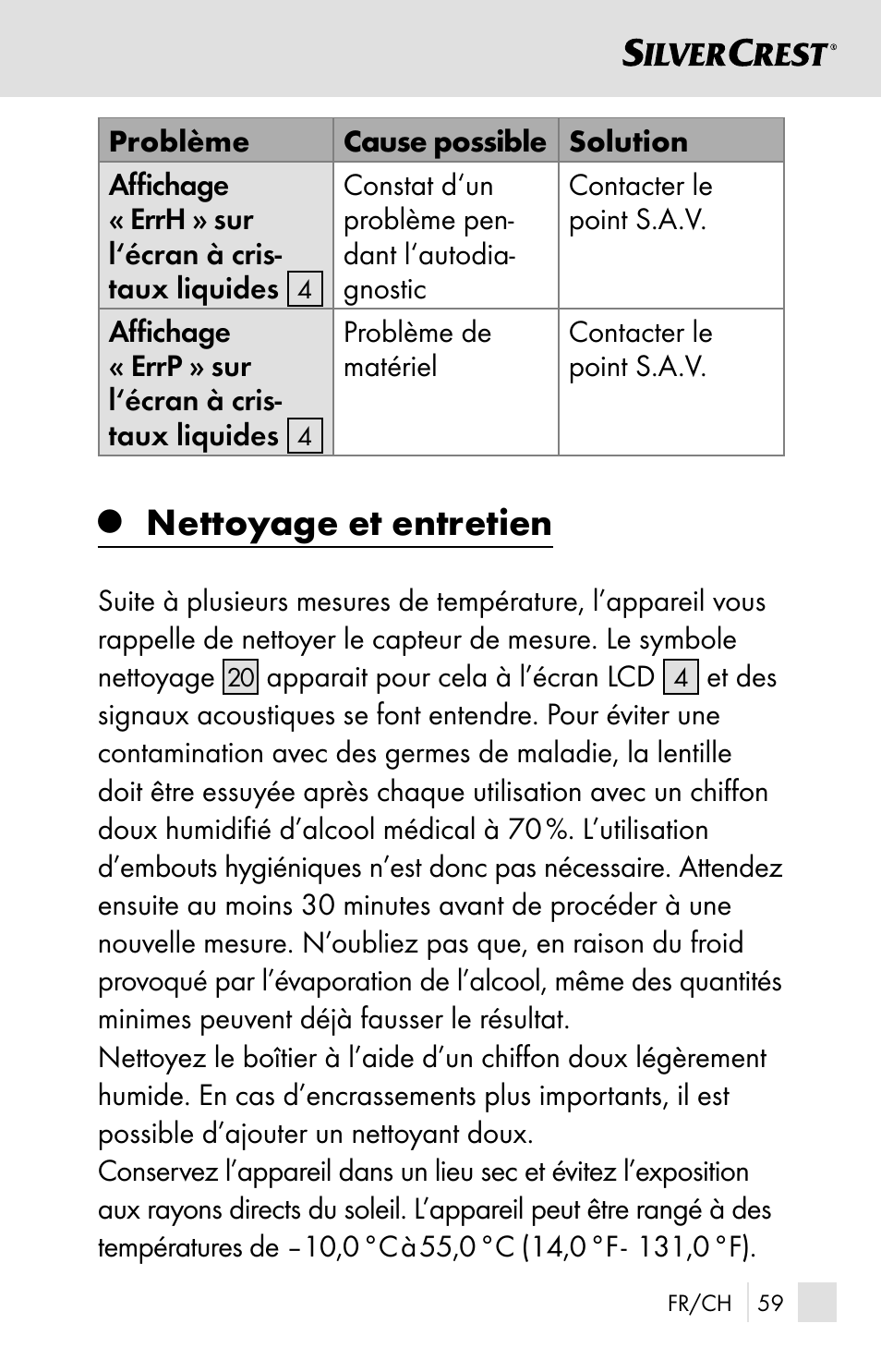 Nettoyage et entretien | Silvercrest SSOT 6 B2 User Manual | Page 59 / 125