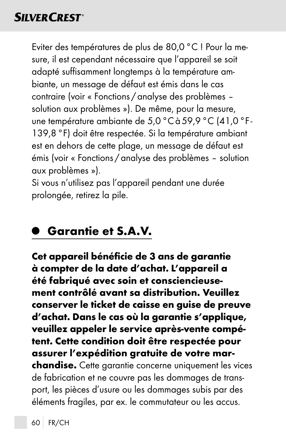 Garantie et s.a.v | Silvercrest SSOT 6 B2 User Manual | Page 60 / 125
