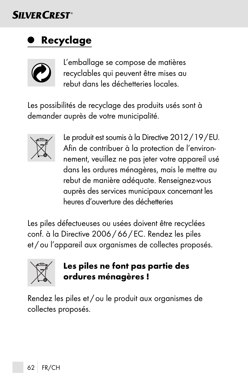 Recyclage | Silvercrest SSOT 6 B2 User Manual | Page 62 / 125
