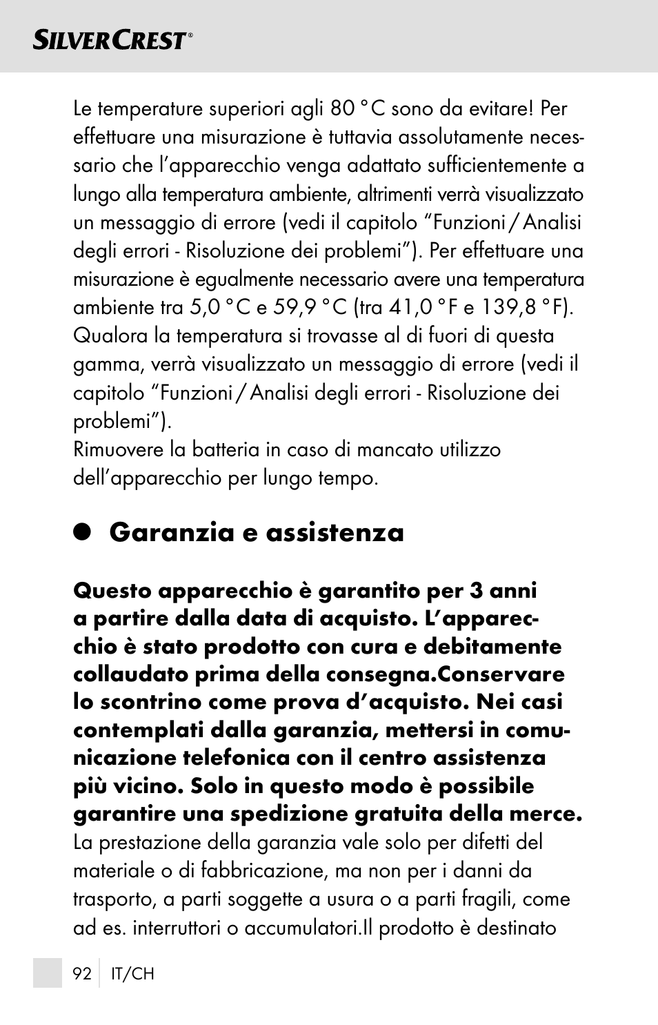 Garanzia e assistenza | Silvercrest SSOT 6 B2 User Manual | Page 92 / 125