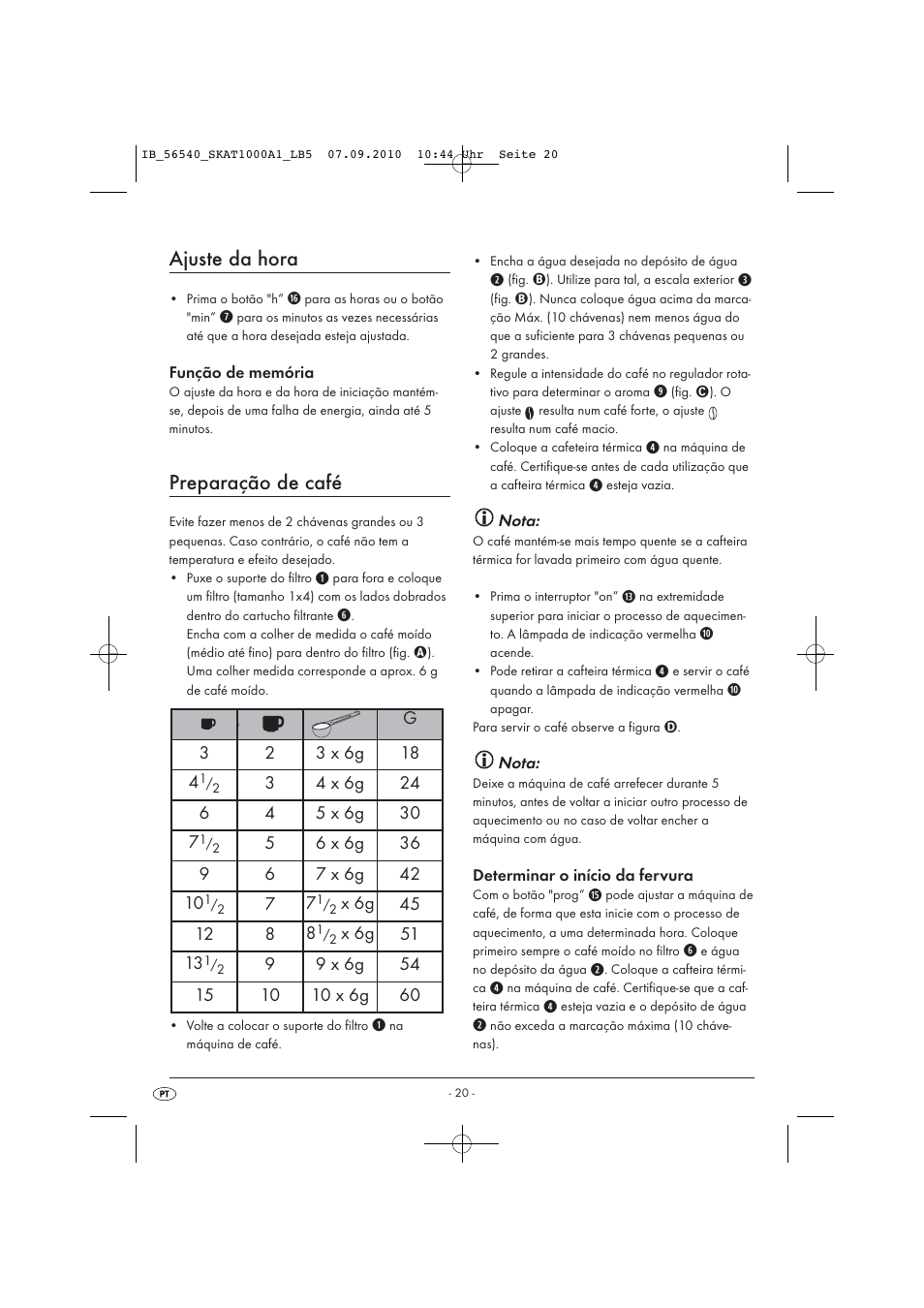 Ajuste da hora, Preparação de café | Silvercrest SKAT 1000 A1 User Manual | Page 22 / 41