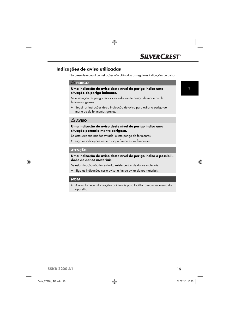 Indicações de aviso utilizadas | Silvercrest SSKB 2200 A1 User Manual | Page 18 / 52