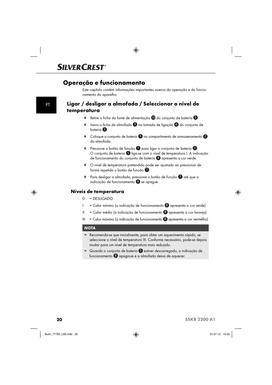 Operação e funcionamento, Níveis de temperatura | Silvercrest SSKB 2200 A1 User Manual | Page 23 / 52