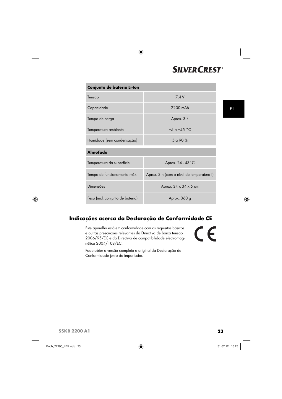 Indicações acerca da declaração de conformidade ce | Silvercrest SSKB 2200 A1 User Manual | Page 26 / 52