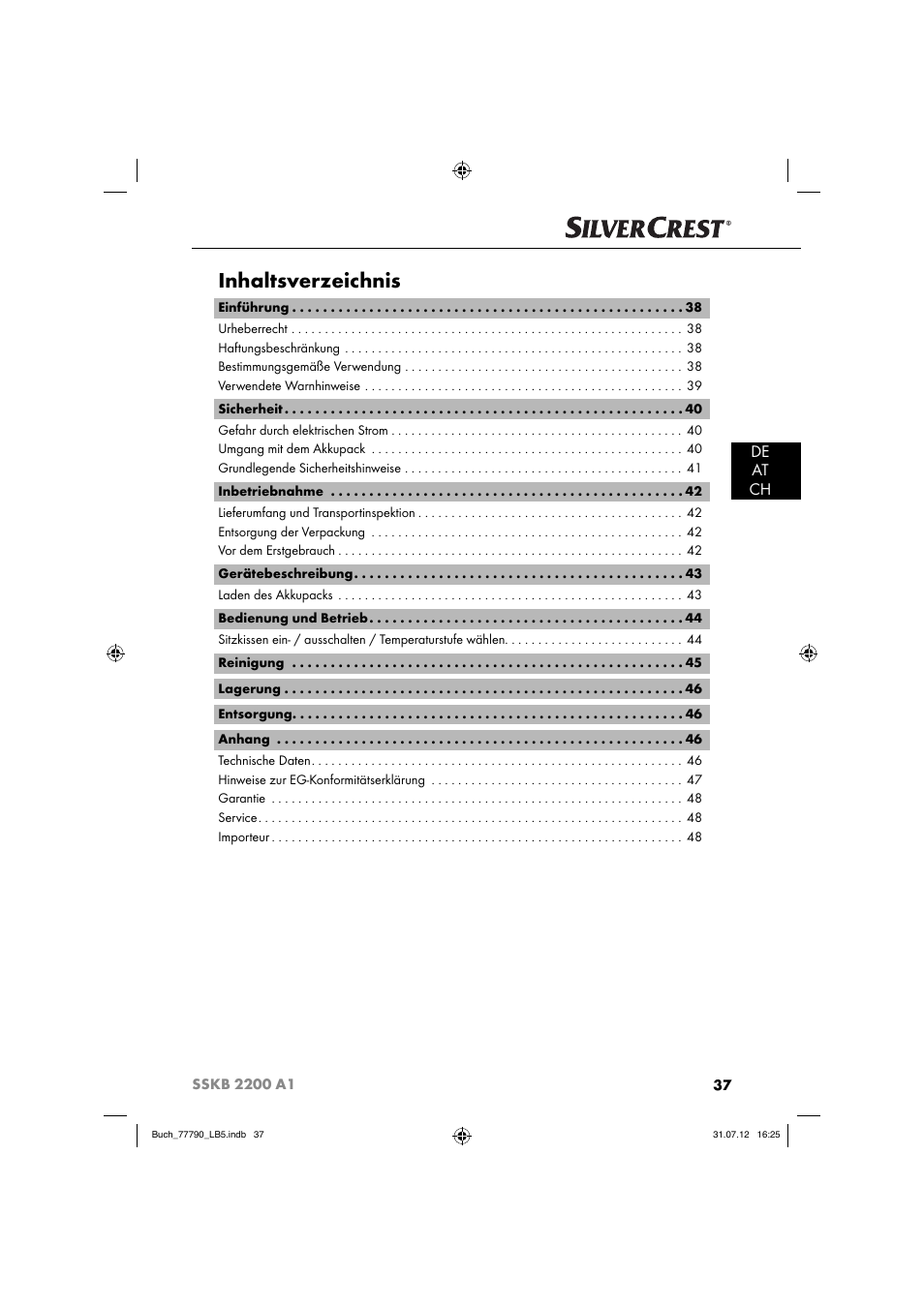 Silvercrest SSKB 2200 A1 User Manual | Page 40 / 52