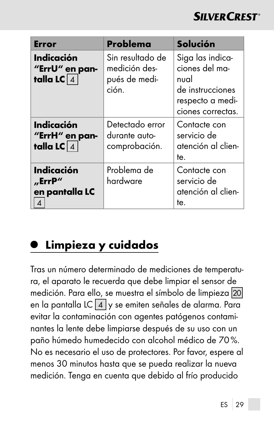 Limpieza y cuidados | Silvercrest SSOT 6 B2 User Manual | Page 29 / 121