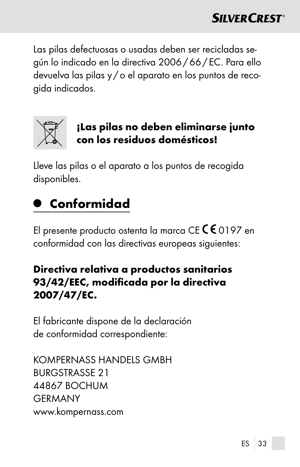 Conformidad | Silvercrest SSOT 6 B2 User Manual | Page 33 / 121