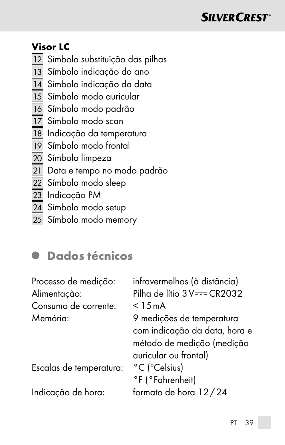 Dados técnicos | Silvercrest SSOT 6 B2 User Manual | Page 39 / 121