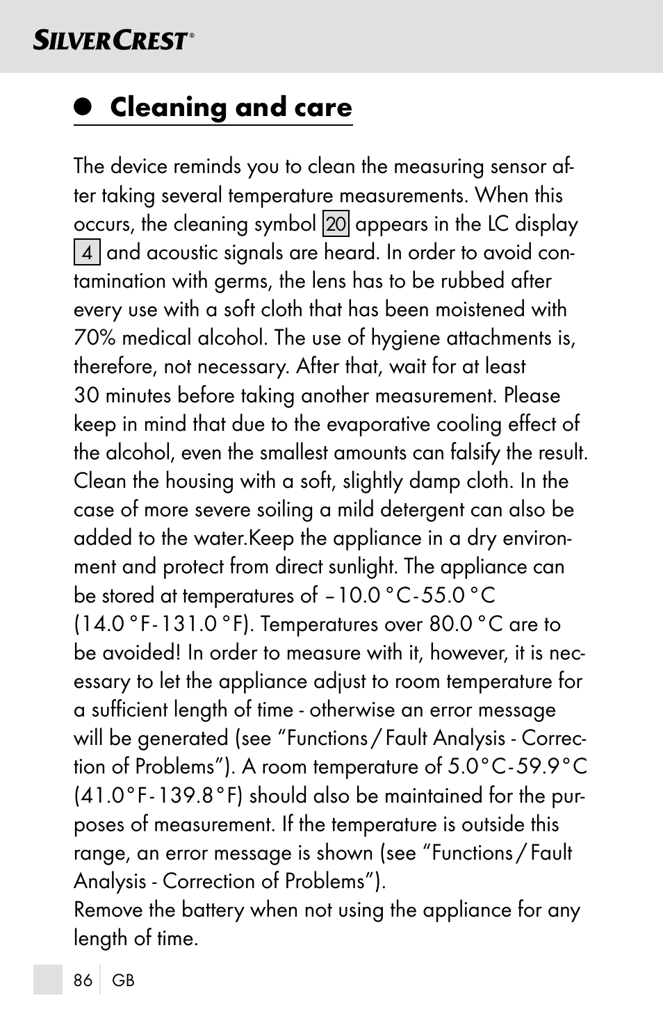Cleaning and care | Silvercrest SSOT 6 B2 User Manual | Page 86 / 121