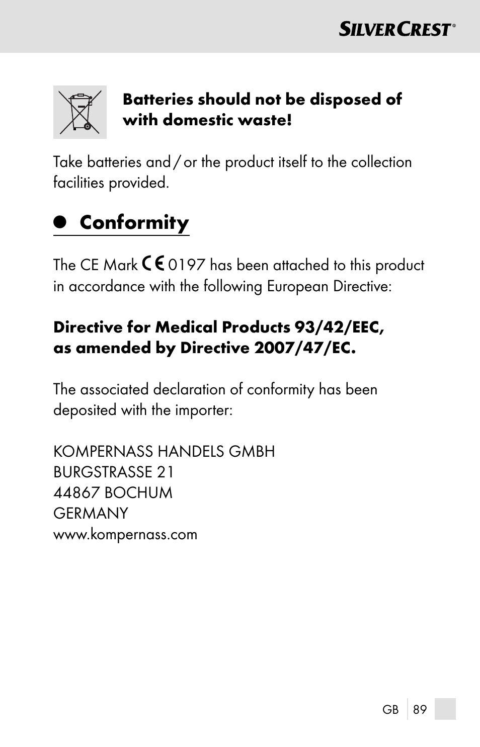 Conformity | Silvercrest SSOT 6 B2 User Manual | Page 89 / 121