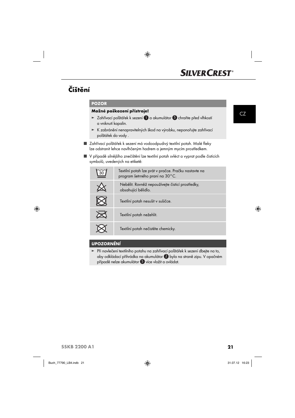 Čištění | Silvercrest SSKB 2200 A1 User Manual | Page 24 / 40