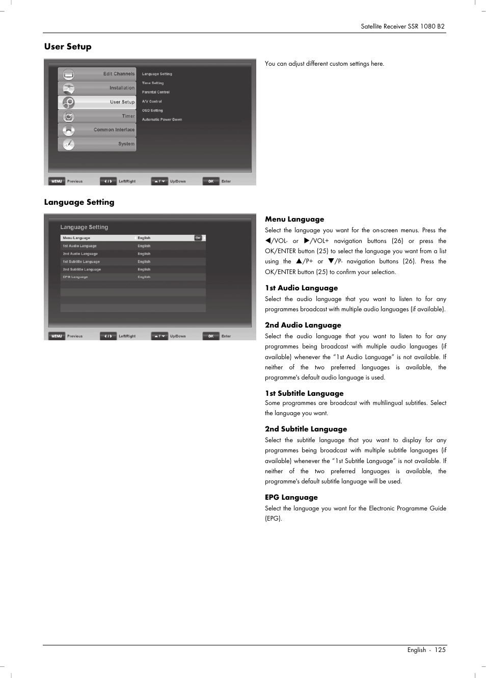 User setup | Silvercrest SSR 1080 B2 User Manual | Page 127 / 140