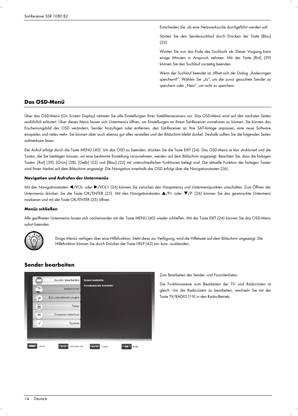 Das osd-menü, Sender bearbeiten | Silvercrest SSR 1080 B2 User Manual | Page 16 / 140