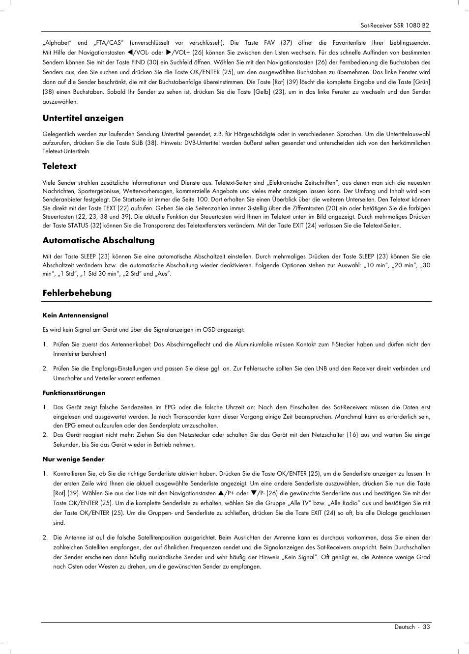 Untertitel anzeigen, Teletext, Automatische abschaltung | Fehlerbehebung | Silvercrest SSR 1080 B2 User Manual | Page 35 / 140