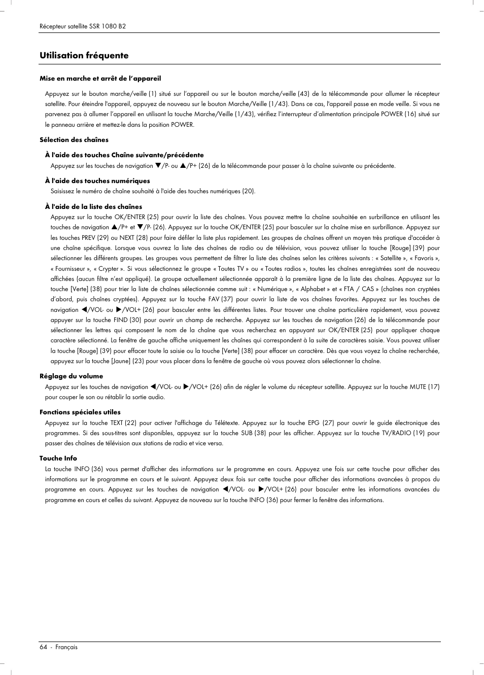 Utilisation fréquente | Silvercrest SSR 1080 B2 User Manual | Page 66 / 140