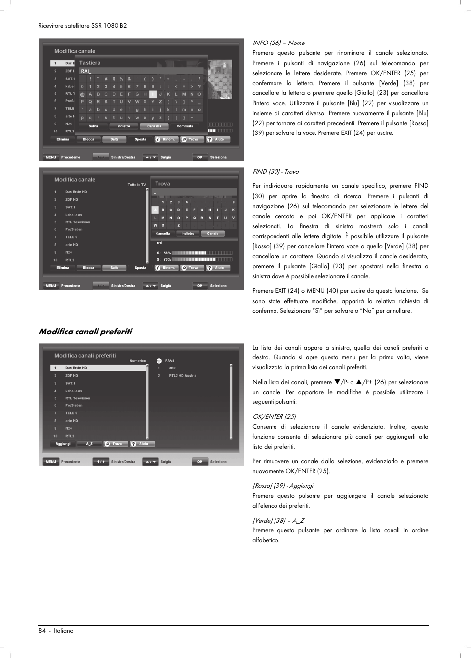 Modifica canali preferiti | Silvercrest SSR 1080 B2 User Manual | Page 86 / 140