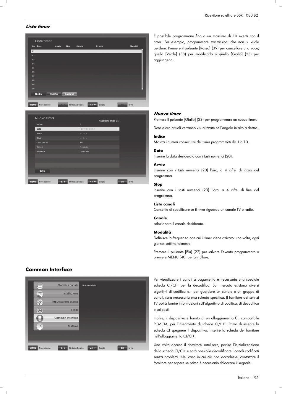 Common interface, Lista timer | Silvercrest SSR 1080 B2 User Manual | Page 97 / 140