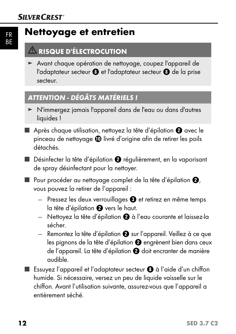 Nettoyage et entretien | Silvercrest SED 3.7 C2 User Manual | Page 15 / 52