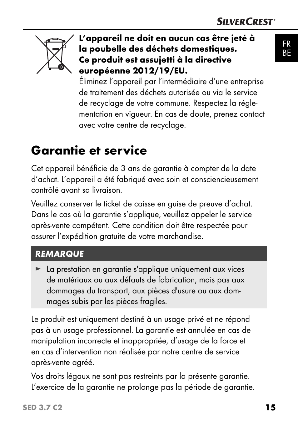 Garantie et service | Silvercrest SED 3.7 C2 User Manual | Page 18 / 52