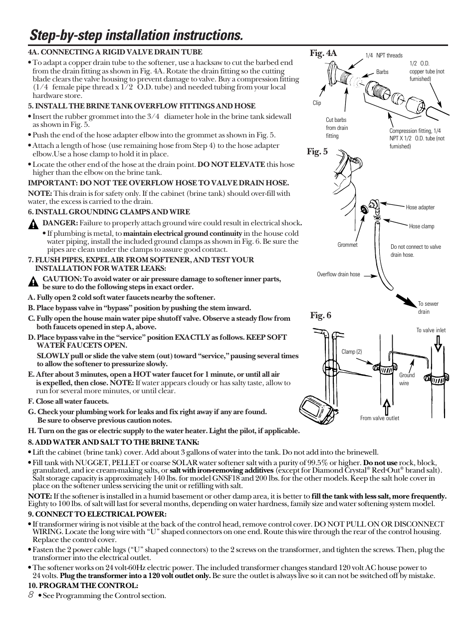 Step-by-step installation instructions, Fig. 4a fig. 5 fig. 6 | Diamond Power Products GXSF27B User Manual | Page 8 / 32