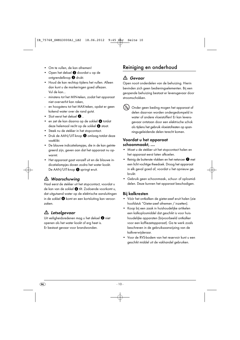 Reiniging en onderhoud | Silvercrest SWKG 3000 A1 User Manual | Page 12 / 26