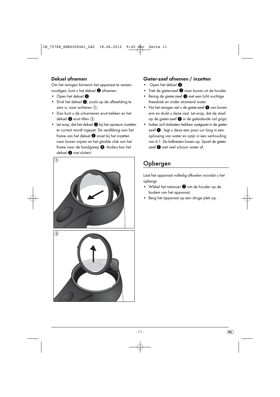 Opbergen | Silvercrest SWKG 3000 A1 User Manual | Page 13 / 26