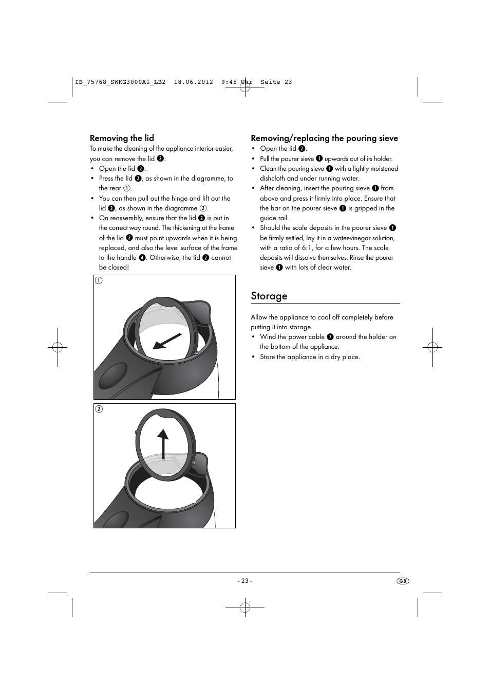 Storage | Silvercrest SWKG 3000 A1 User Manual | Page 25 / 26