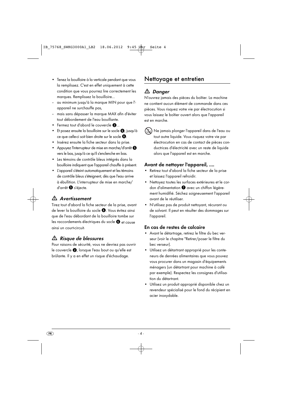 Nettoyage et entretien | Silvercrest SWKG 3000 A1 User Manual | Page 6 / 26